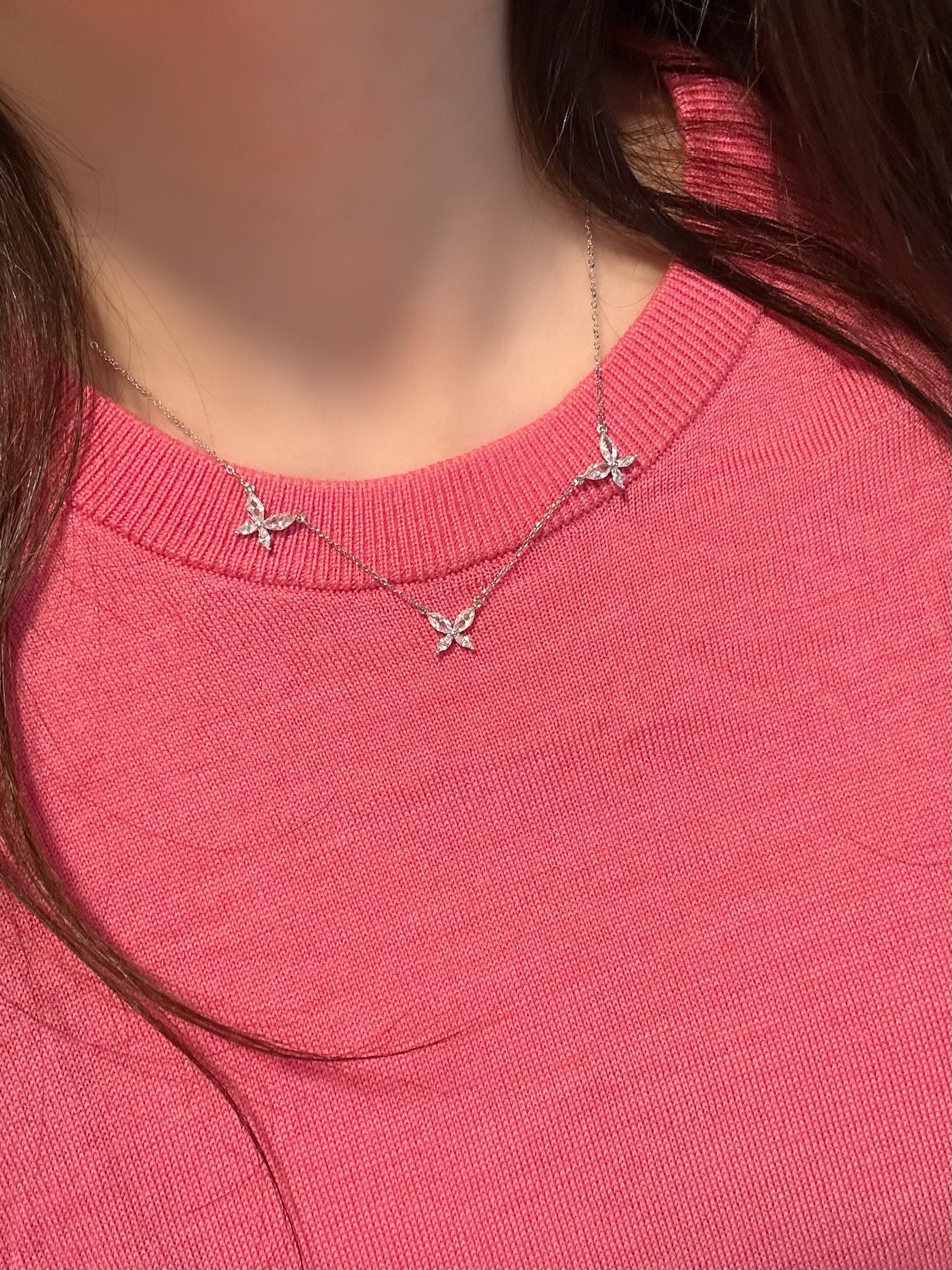 3-motif Butterfly Charm Necklace