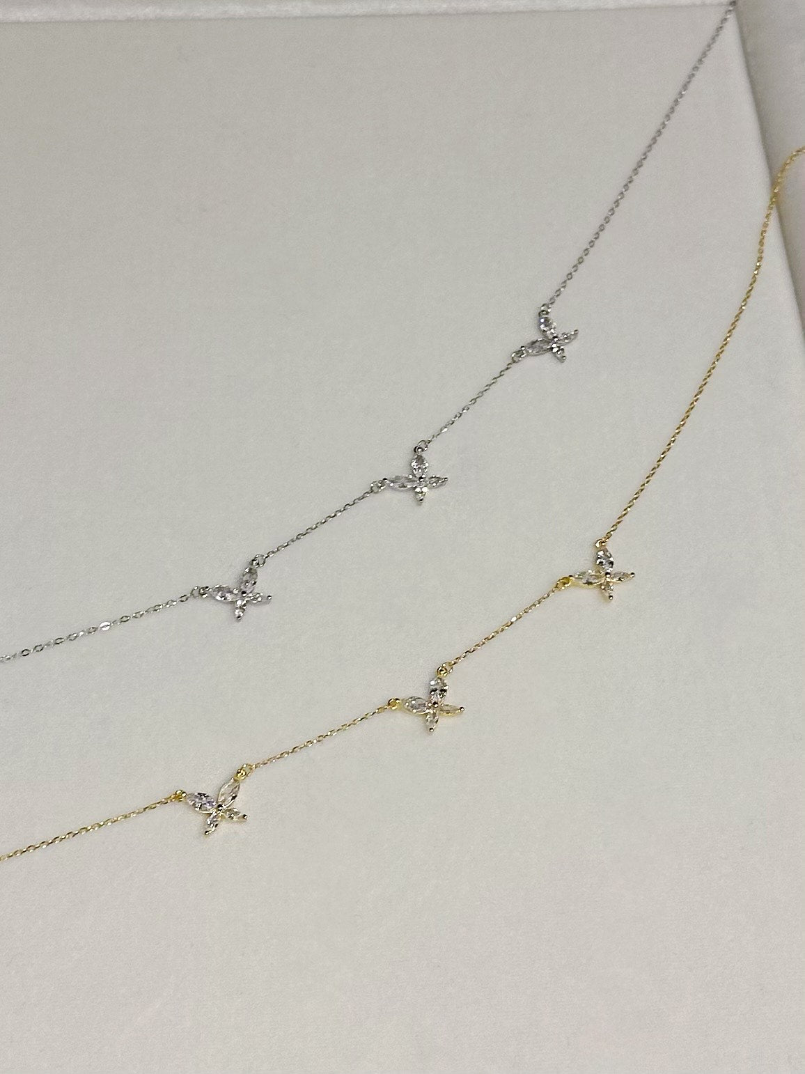 3-motif Butterfly Charm Necklace