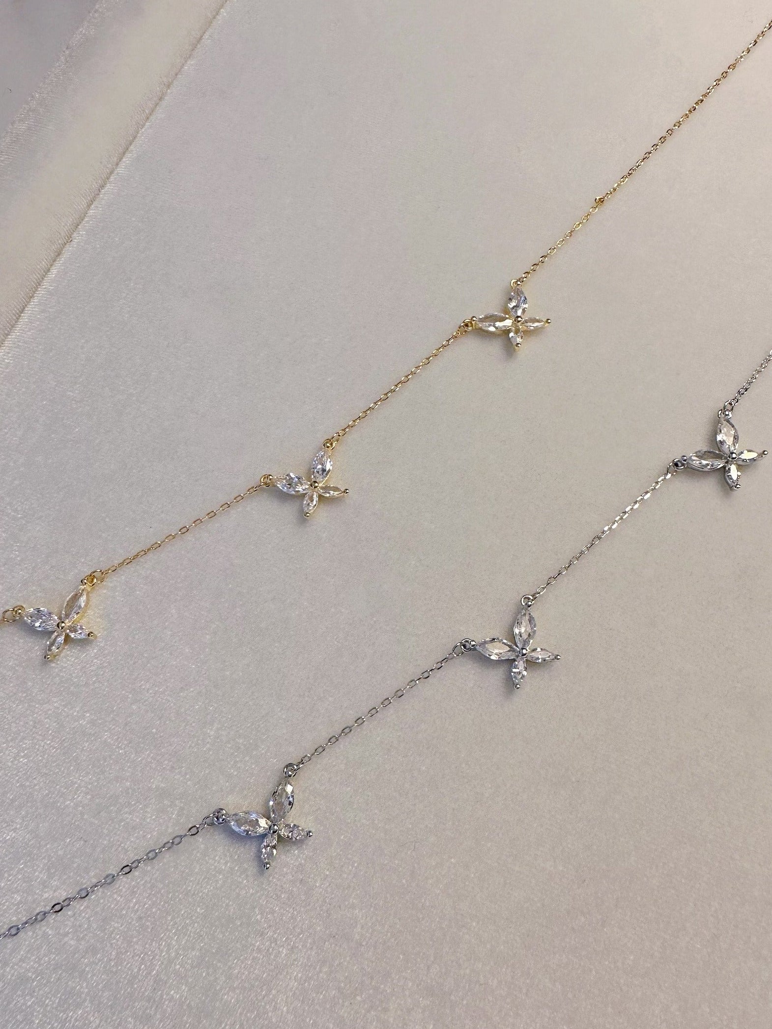 3-motif Butterfly Charm Necklace