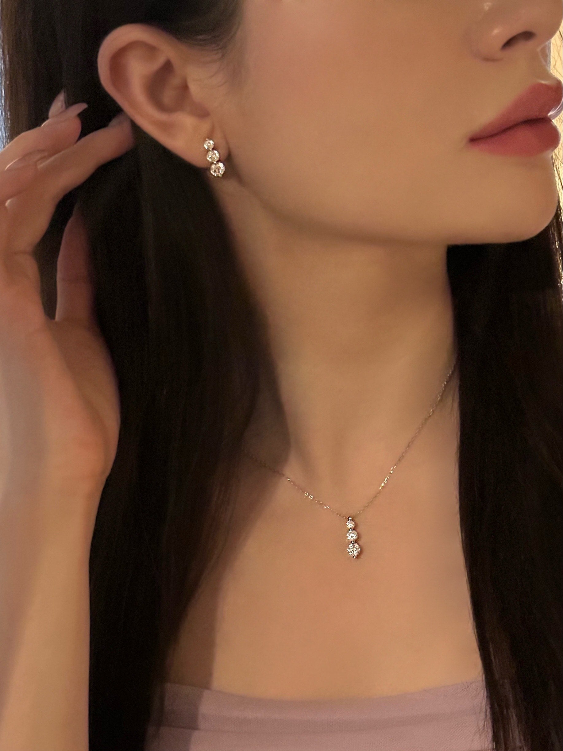 3 Stone Classic Earrings